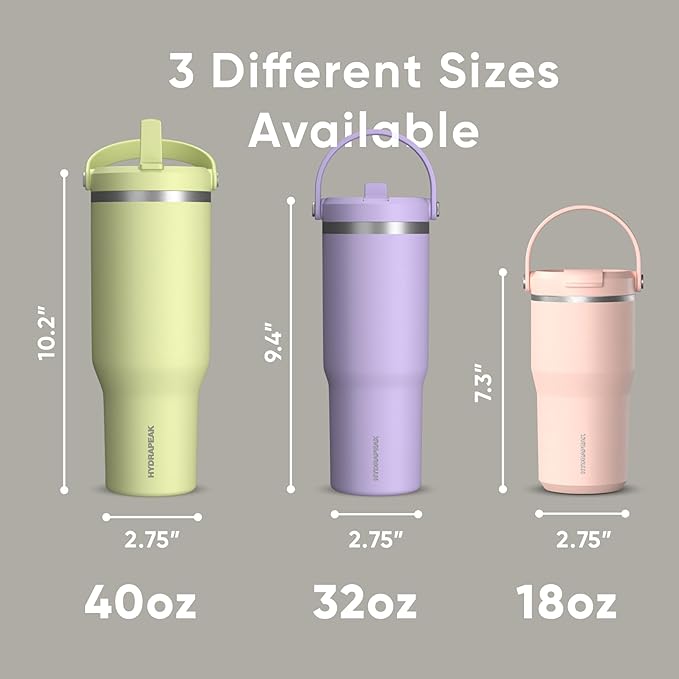 Hydrapeak Nomad 32 oz Tumbler with Handle and Straw Lid, Leakproof, Double Insulated, 32oz Cup Stainless Steel (Ivory)