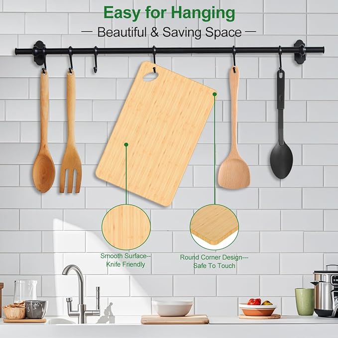 Chopping Board, 15.3 * 8.7'' Wood Cutting Boards for Kitchen for Chopping Meat Vegetables Fruits, Knife Friendly Small Wood Cutting Board