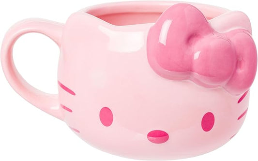 Silver Buffalo Sanrio Hello Kitty Pink Face and Bow Ceramic 3D Sculpted Mug, 20 Ounces, Limited Edition