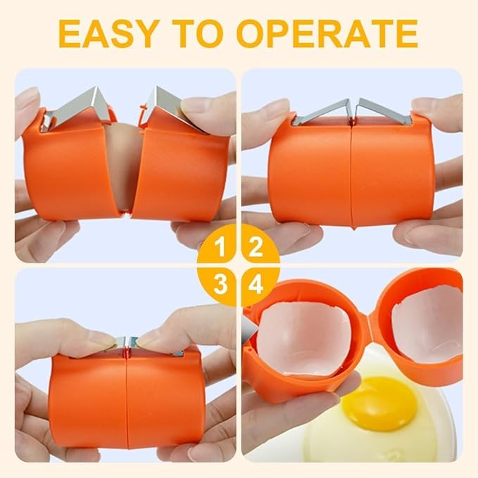 3Pcs Egg Shell Opener, 2026 New Egg Cracker Tool for Raw Eggs, Hard Boiled Egg Peeler Egg Cube Egg Separator Handheld, Stainless Steel Eggshell Breaker Egg Shell Cutter Kitchen Gadgets