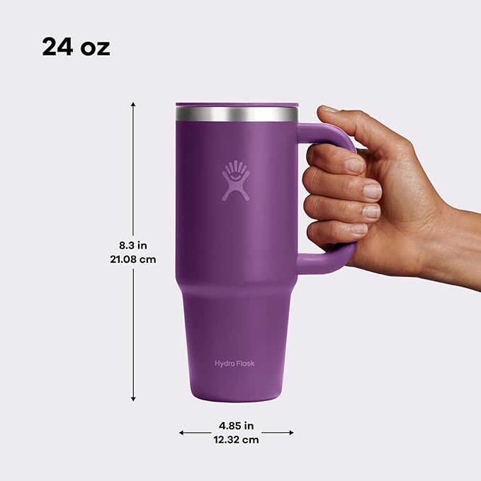 Hydro Flask Coffee Travel Tumbler Mug – Insulated Stainless Steel, Leak Resistant Hot & Iced Coffee Cup 24 Oz Birch Gray