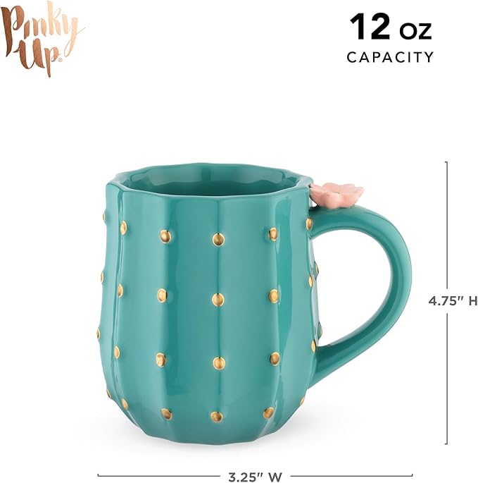 Pinky Up Cactus Ceramic Coffee Mugs, Tea Cups, Travel Mug, Latte Cup, Drinking Glasses for Chocolate, Milk, Cocktails, Mocktails, 12 oz, Set of 1