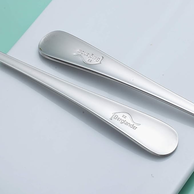 Salad Server Set, Berglander Stainless Steel Salad Serving Set, Salad Servers, Salad Spoon, Salad Fork, Pack of 2 (Shiny Silver)