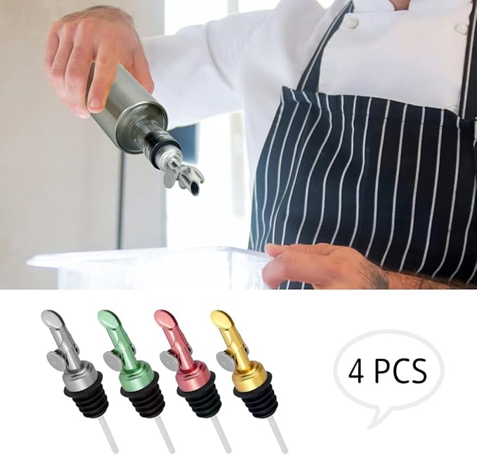 MEETSWEET Olive Oil Dispenser, Stainless Steel Automatic Opening/Closing Spout, Leak-Proof for Oil, Vinegar, Wine & More, Multicolor