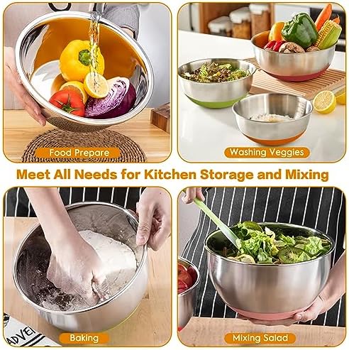 Mixing Bowls with Airtight Lids, 18pcs Stainless Steel Mixing Bowls Set