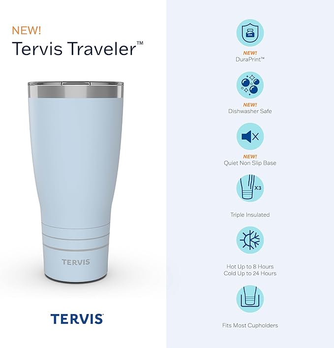 Tervis Traveler Sakura Japanese Cherry Blossom Triple Insulated Tumbler Travel Cup Keeps Drinks Cold & Hot, 30oz, Stainless Steel