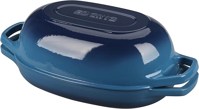 Enameled Cast Iron Oval Dutch Oven Pot with Lid, Dutch Oven for Sourdough Bread Baking, Bread Oven, Bread Dutch Oven, Oval Bread Pan, 5qt, Lake Blue