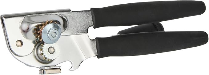 Restaurantware Stainless Steel Magnetic Manual Can Opener - 6 Pack - German Standard Black Crank Can Opener with Magnet, Ergonomic Handle, Non-Slip - Heavy-Duty Hand Can Opener, Easy Turn, Sharp Blade