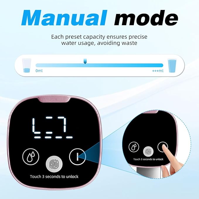 Water Dispenser for 5 Gallon Bottle with Digital Display, 4 Dispense Modes, Portable USB Charging Electric Water Pump, Foldable Spout, Food-Grade Water Jug Pump for Home, Office, RV, Campin-Rose Gold