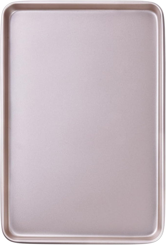 10x15 Jelly Roll Pan, 0.8mm Heavy Duty Non-Stick & Warp Resistant Baking Sheet, Rimmed Carbon Steel Cookie Sheet for Oven, Roasting Meat Bread Pizzas 15.6"x10.6"x0.96" (Champagne Gold)