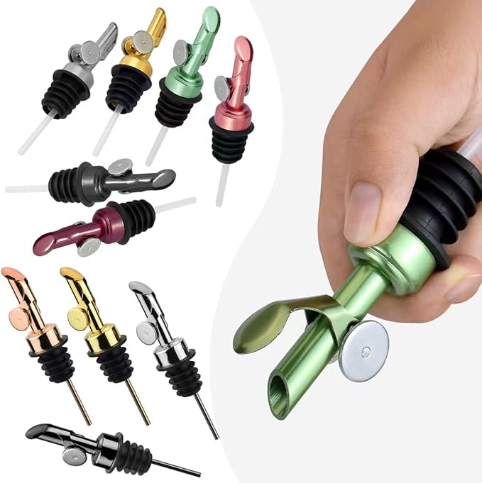 MEETSWEET Automatic Opening & Closing Olive Oil Spout, Leak-Proof Stainless Steel Dispenser Pour Spout for Olive Oil, Vinegar, Wine Bottles (Black)