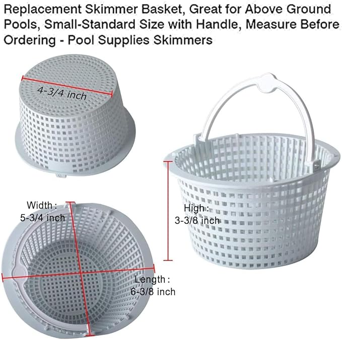 𝗨𝗽𝗴𝗿𝗮𝗱𝗲𝗱 SPX1091C Skimmer Basket 2-Pack Compatible with Haywardd Automatic Skimmers SP1091LX ,SP1091WM ,6.4" Top, 3.4" Deep, 4.7"Bottom with Handle, Set of 2 Above Ground Pool Skimmer Basket