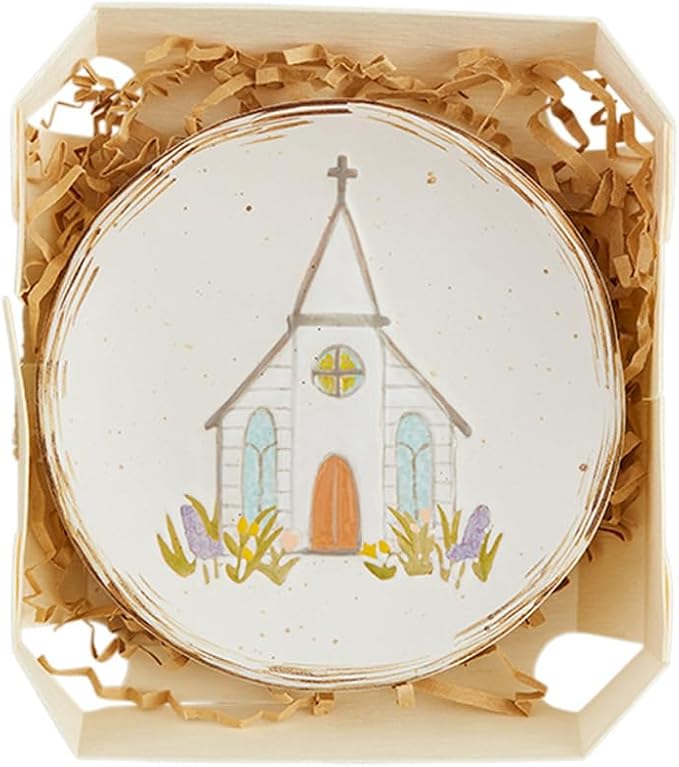 Mud Pie Church Boxed Trinket Dish; 4 1/2" dia
