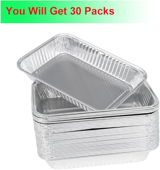 30Pack Grill Drip Pans Compatible for Weber 6415 Grills, Grease Pan Liners for Weber Spirit, Genesis, Traveler, Q Series Disposable Aluminum Foil Grease Trays Accessories 8.5" x 6"