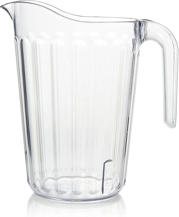 Arrow Home Products Clear Plastic Pitcher, 60 Ounce - Space-Saving Stackable Design - Fill with Ice Water, Beer or Juice - Ideal for Bars and Restaurants - Made in the USA, BPA Free, Dishwasher Safe