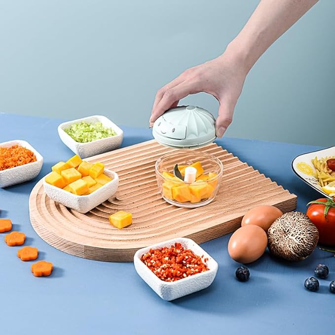 Garlic Chopper Mini Manual Hand Food Chopper for Kitchen Onion Dicer Crusher Garlic Mincer Blue 160ml