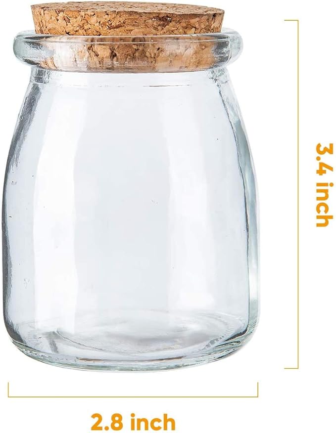 Brajttt Glass Mini Yogurt Jars 40 Pack, 7 oz Favor Jars With Cork Lids, Pudding Containers, Mason Wedding Favors Honey Pot With Label Tags and String