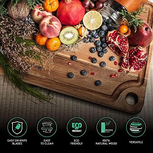 AZRHOM Large Acacia Wood Cutting Board 18x12 In Chopping Board