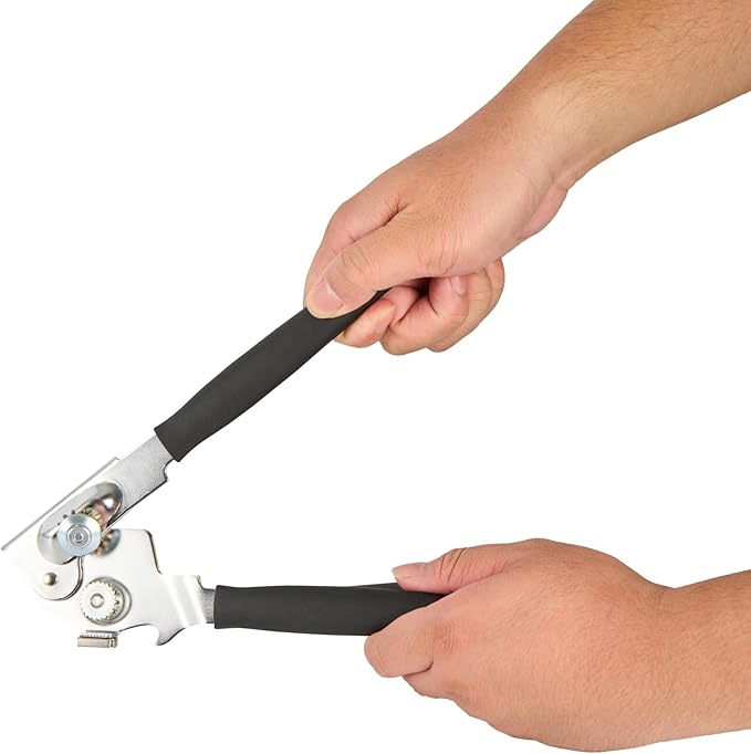 Restaurantware Stainless Steel Magnetic Manual Can Opener - 36 Pack - German Standard Black Crank Can Opener with Magnet, Ergonomic Handle, Non-Slip- Heavy-Duty Hand Can Opener, Easy Turn, Sharp Blade