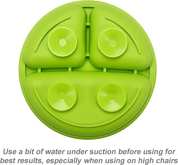 PandaEar Divided Unbreakable Silicone Baby and Toddler Plates - 3 Pack - Non-Slip - Microwave Safe - Silicone (Blue Green Yellow)