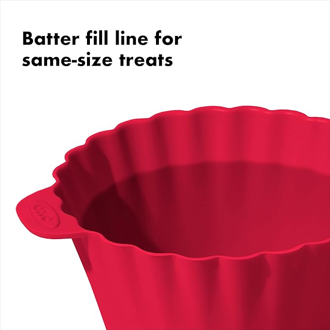OXO Good Grips Silicone Baking Cups, Pack of 12, Reusable, BPA-Free, Dishwasher Safe, Non-Stick, Food Grade, Cupcake Cups, Muffin Cups, Cupcake Liners, Muffin Liners