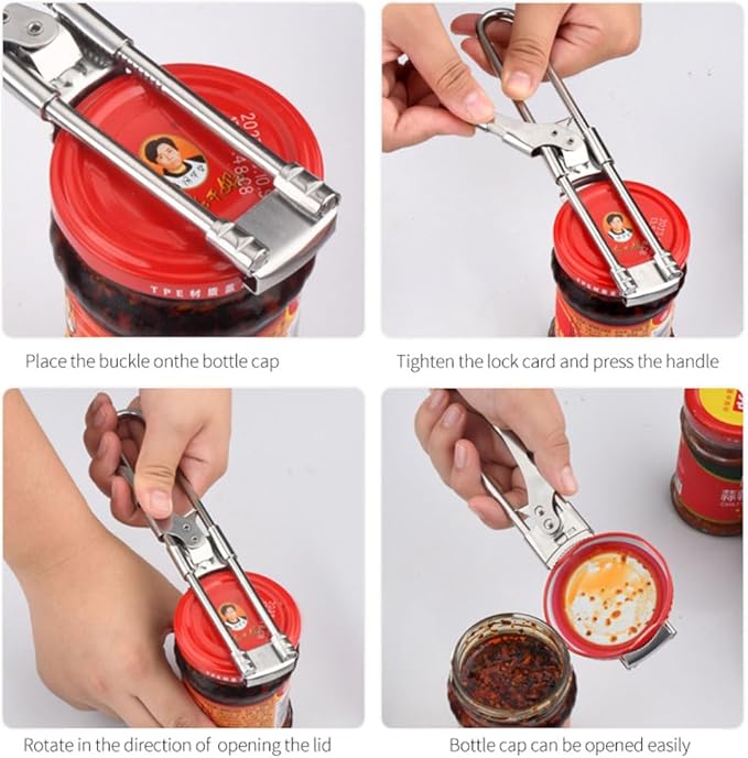 Jar Opener for Weak Hands, New Adjustable Stainless Steel Can Opener, Jar Gripper Tight Lid Opener, Kitchen Gadgets, Easy Jar Opener for the Elderly and Children