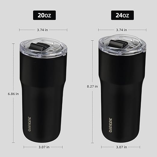 BJPKPK Insulated Tumbler with Lid,24oz Stainless Steel Tumbler,Double Wall Travel Coffee Mug Thermal cup,Keep Drinks Cold and Hot,Black