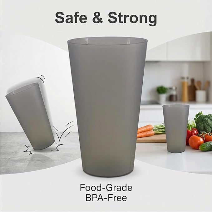Premium 32-ounce Large Cups, Multicolor Plastic Tumblers BPA Free Set of 12 for Indoor Outdoor Use (Multicolors)