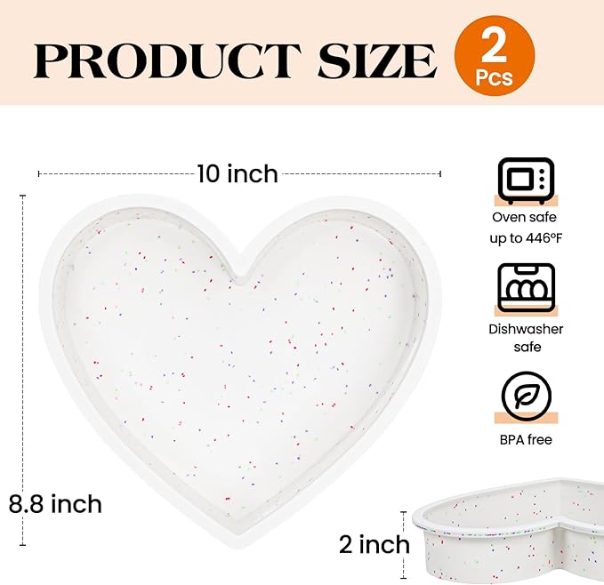 FUNBAKY Metal Framed Silicone Heart Shaped Cake Pans, 10 Inch Heart Cake Pan, BPA Free Large Baking Molds for Anniversaries, Weddings, Valentine's Day, Oven Dishwasher Safe