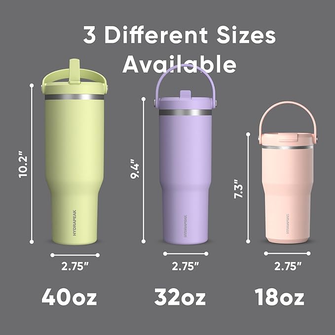 Hydrapeak Nomad 32 oz Tumbler with Handle and Straw Lid, Leakproof, Double Insulated, 32oz Cup, Stainless Steel | Grey Matter