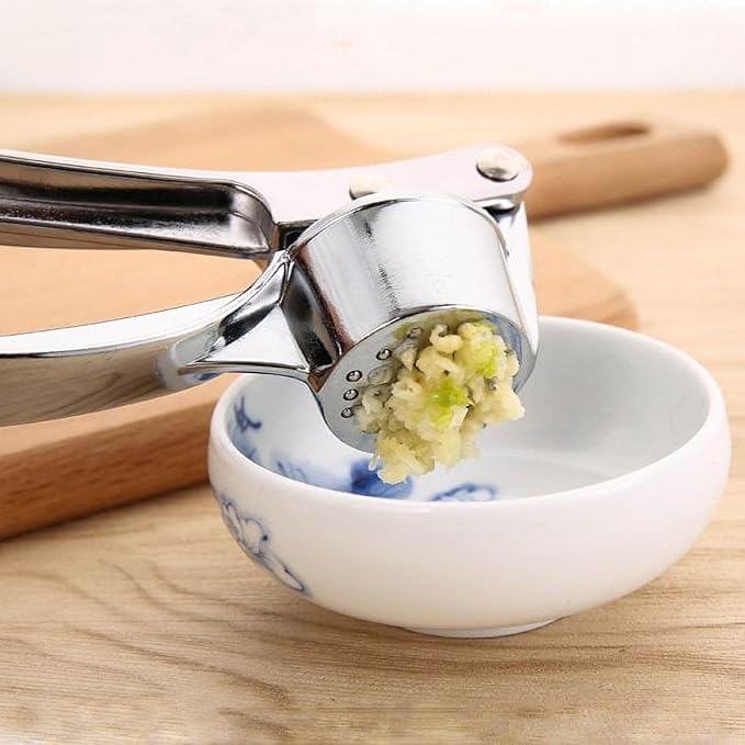 NZM Garlic Press - 304 Stainless Steel Garlic Mincer & Crusher, Heavy Duty, Easy Squeeze, Rust Proof, Easy Clean - Garlic Press for Kitchen, Ginger Peeler Garlic Crusher