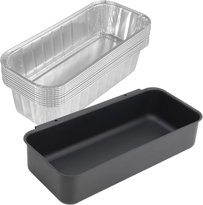 LS'BABQ 70379 Grill Grease Catch Pan for Weber Genesis II 400/600 and II LX 400/600, Summit 400 and 600 Gas Grill Grease Tray with 10PCS 6498 Aluminum Foil Drip Pan Liners for Weber SmokeFire EX4 EX6