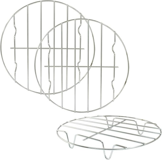 3 Pcs Air Fryer Rack Set, 20cm/7.87 Inch Multi-Purpose Stainless Steel Cooking Steaming Cooling Racks with Stand Holder for Air Fryer, Pressure Cooker, and Cooker Canning