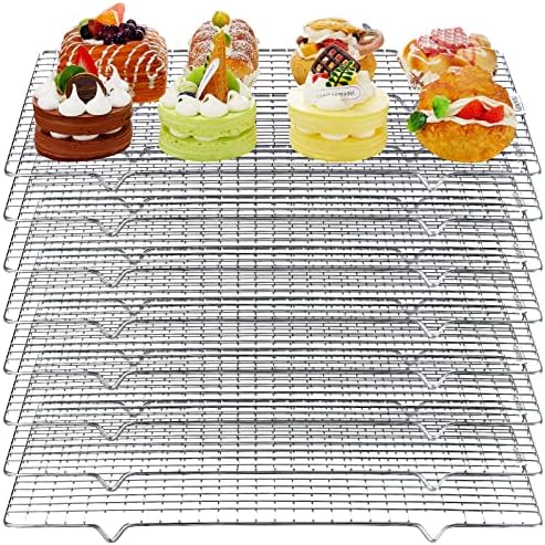 meekoo 8 Pieces Cooling Rack for Baking Cookie Cooling Wire Racks 16 x 10 Inches Cookie Rack Nonstick Baking and Cooling Grid for Cooking, Roasting, Grilling, Drying, Oven and Dishwasher Safe