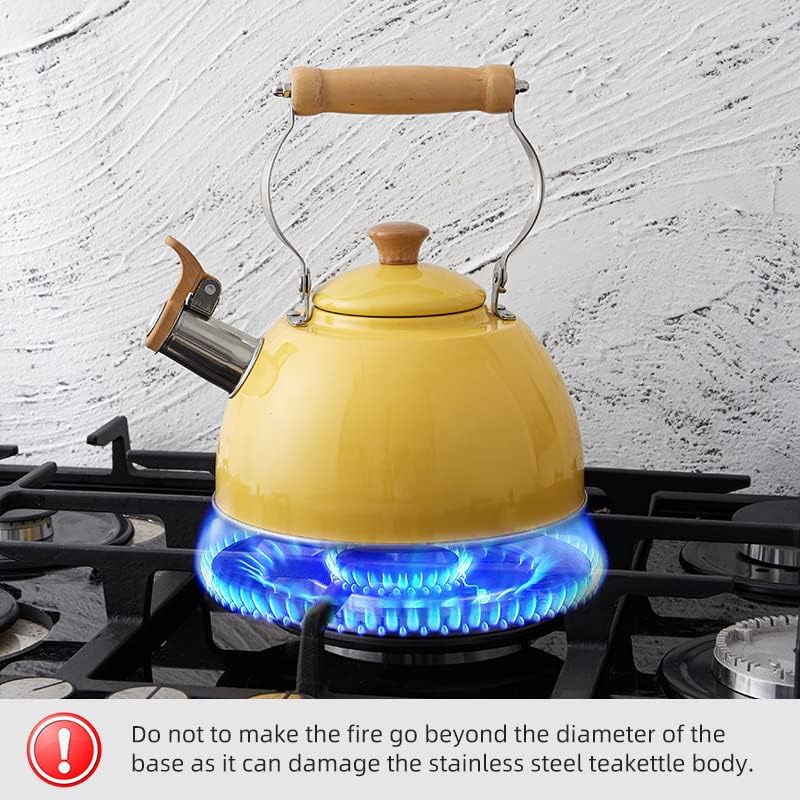 ROCKURWOK Whistling Tea Kettle, Tea Pot All Stovetop Safe, 2.7 Quart Yellow
