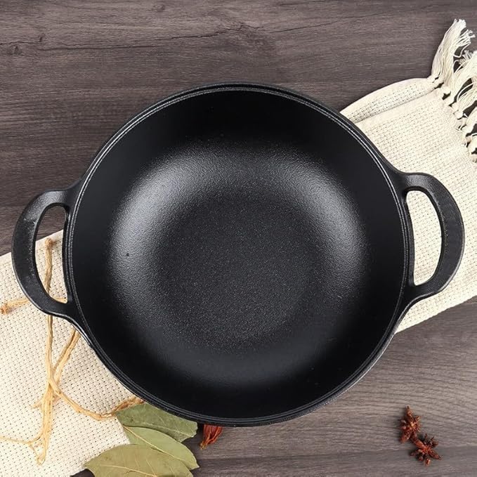 11 inch Cast Iron Wok with Lid and Handles, Grilling Wok, Use in the Oven, on the Stove, or on the Grill (Wok with Lid 11 inch)