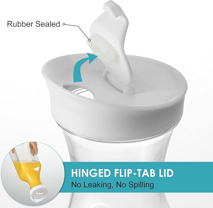 NETANY Plastic 50 Oz Water Carafe with Flip Top Lid, Set of 2 Square Base Juice Containers, Clear Plastic Pitcher - for Water, Iced Tea, Juice, Beverage, Cold Brew and Mimosa Bar - HAND WASH ONLY