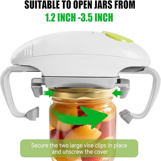 Automatic Jar Opener Suitable for The Elderly With Arthritis And People With Weak Hands， It Can Automatically Open Lids of Most Sizes With One Button， A Kitchen Gadget As A Gift