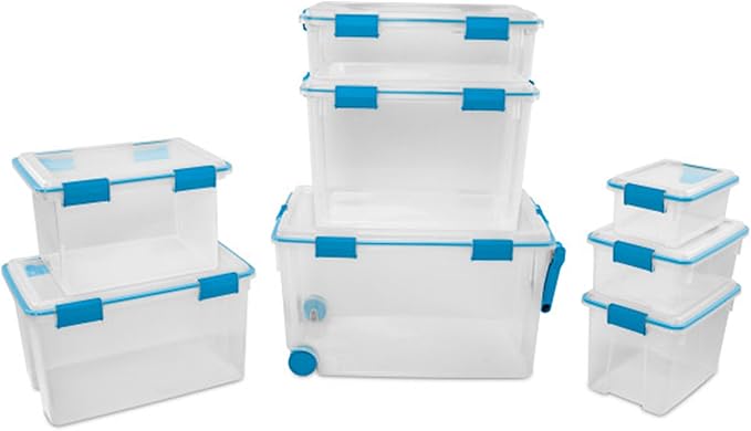STERILITE 120 QT. Plastic Storage Container with Gasket Latch LID in Clear, 12-Pack