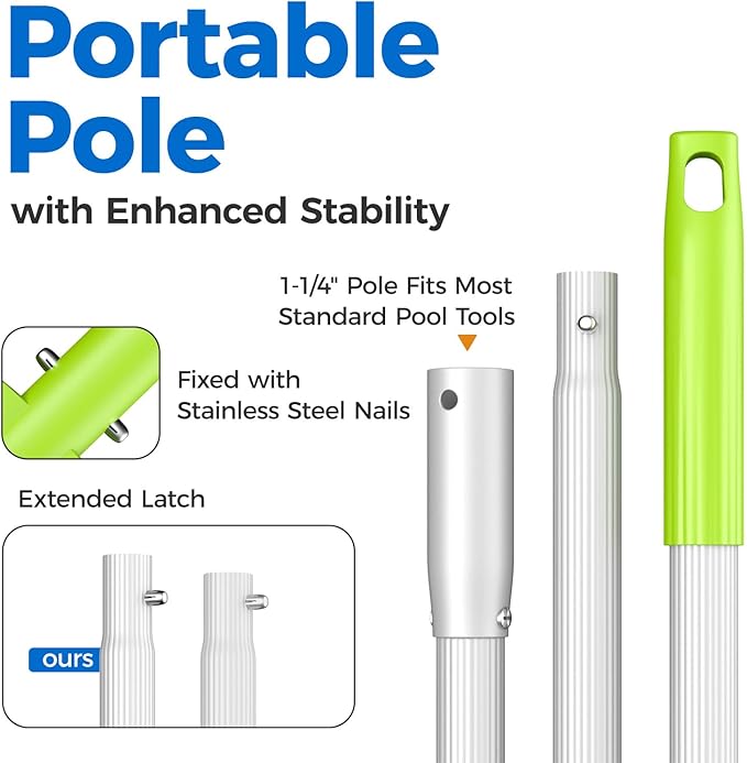 【Upgrade】 Pool Net Total Length 6 Feet, Swimming Pool Skimmer Net with 6 Section Telescopic Aluminum Pole for Fast Cleaning Ponds, Hot Tub, and Spas, Pool Cleaner Supplies and Accessories