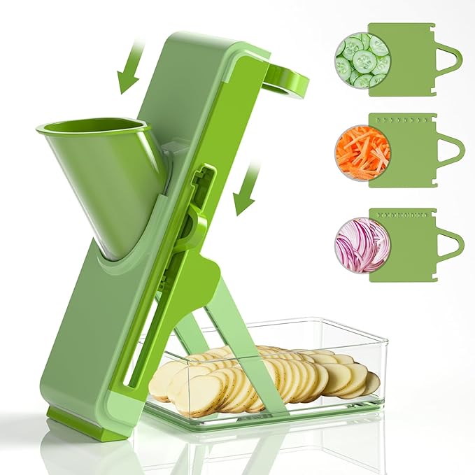Mandoline Slicer,Potato Slicer Mandoline Slicer for Kitchen,Vegetable Food Slicer & Chopper, Cucumber Slicer, Detachable Easy to Clean Kitchen Chopping Artifact (Green)