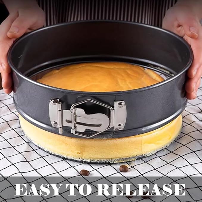Tellshun 4 Pack Springform Pan Tins Set 4, 7, 9,10 Inch Baking Mold Round Leakproof Nonstick Removable Bottom Bakeware for Cake Cheesecakes Pie Pizza and Quiches