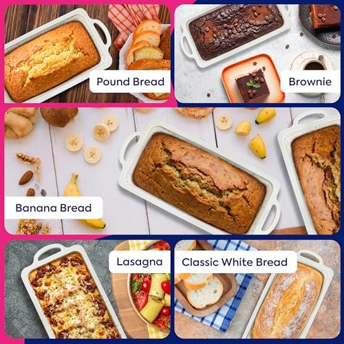 RICCLE Silicone Bread Loaf Pan 2 Pc, 9.5x5 inch inch Banana Bread Loaf Pan