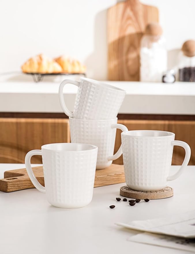Large Coffee Mugs, 20 oz Ceramic Coffee Cups with Handle, Porcelain Big Tea Cups for Office and Home, for Latte Cocoa Dishwasher and Microwave Safe, 2PCS, White