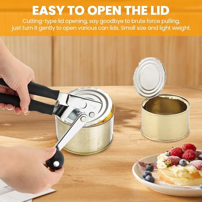 Commercial Can Opener, Crank Can Openers Manual, Heavy Duty Handheld Stainless Steel Cans Opener Bottle Openers with Long 360° Turn Wheel Handle for Seniors Kitchen(SIZE:Non-magnetic)