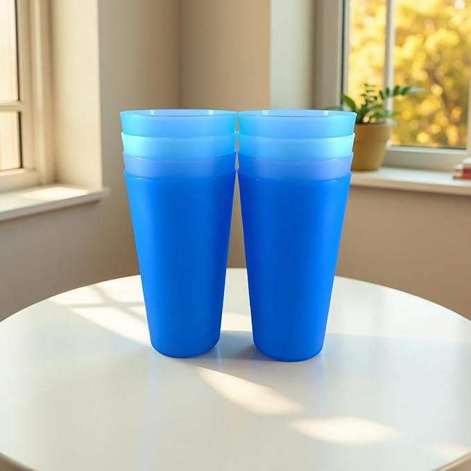 32 oz Plastic Cups Reusable, Unbreakable Plastic Tumblers, BPA Free Dishwasher Safe Large Water Cup set of 8, Lightweight Kids Cups for Kitchen Outdoor
