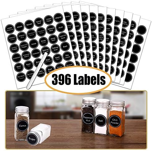 SWOMMOLY Spice Rack Organizer with 36 Spice Jars 4 oz, 396 Spice Labels