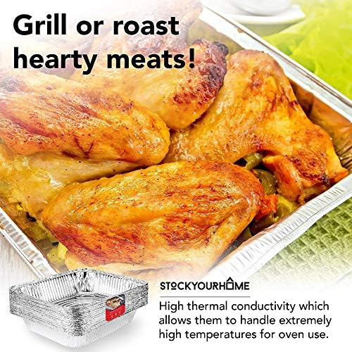 Stock Your Home Aluminum Pans 9x13 Disposable Foil Pans (10 Pack) - Half Size Steam Table Deep Aluminum Trays - Tin Foil Disposable Pans Great for Cooking, Heating, Storing, Prepping Food