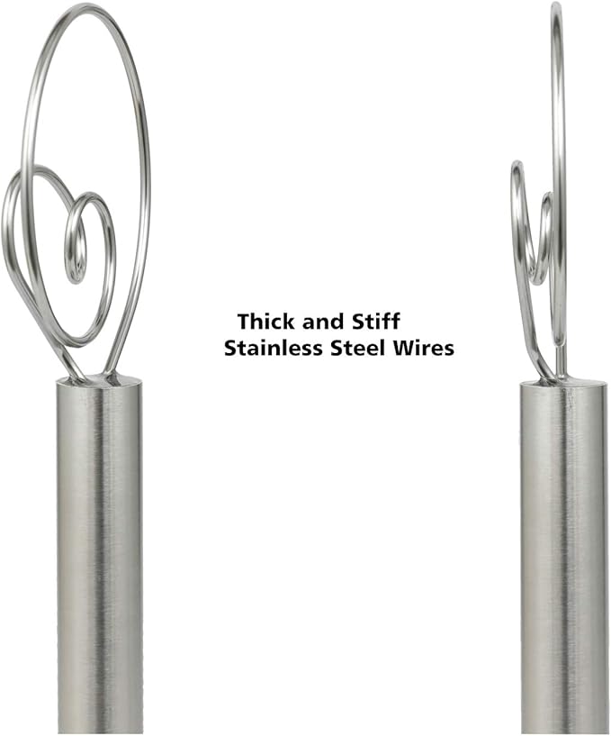 Jillmo Danish Dough Whisk, 12 inch Stainless Steel Bread Whisk, 2 Pack