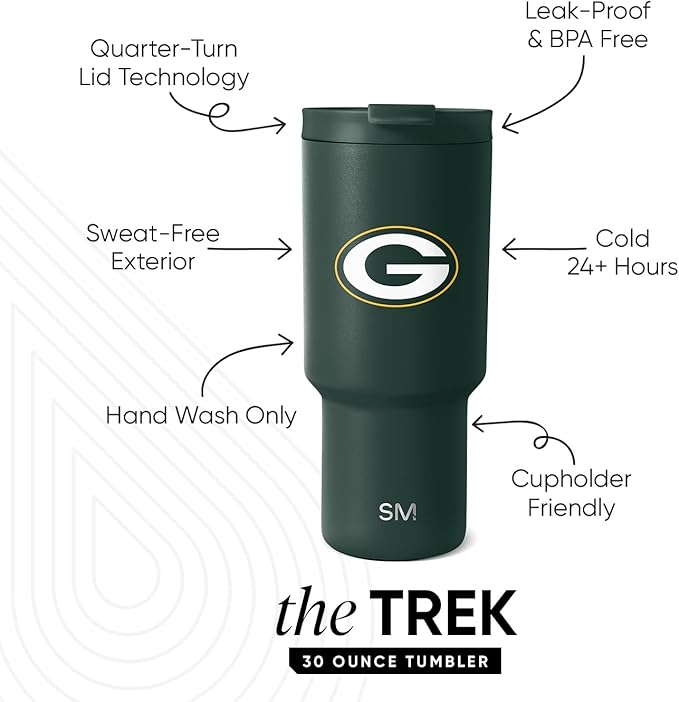 Simple Modern Officially Licensed NFL 30oz Tumbler with Flip Lid and Straws | Football Insulated Stainless Steel Cup | Gifts for Men Women | Trek Collection